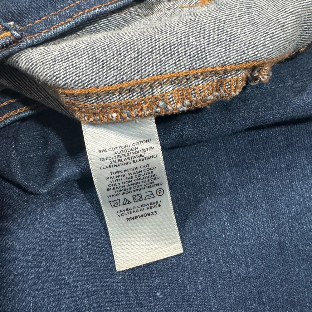LOFT Blue Wide Leg Jeans Patch Pocket Slim Flare Dark Wash Retro - Picture 11 of 12